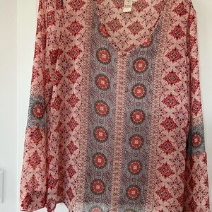 Sundance Brown and Red Relaxed Blouse